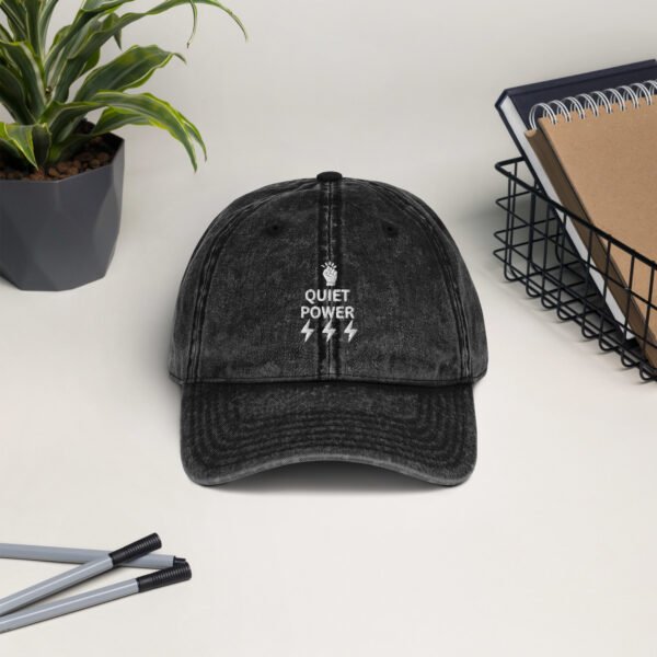 Soft cotton Quiet Power dad hat with motivational embroidery. A stylish and comfy inspirational hat by Nazia S for everyday confidence.